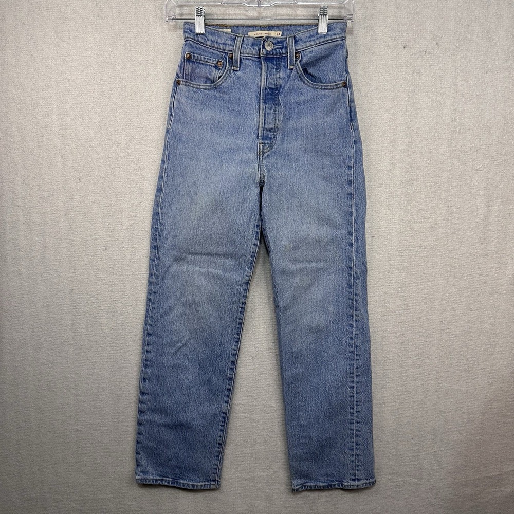 Levi's Jeans Women's 24X27 Ribcage Straight Ankle Denim Premium Big E Wash Fade